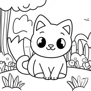Playful Nature Cat in a Colorful Garden Coloring Page | Nature Cat coloring page