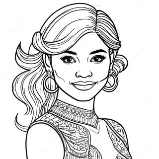 Zendaya in Sparkling Dress Coloring Page | Zendaya coloring page