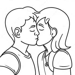 Cute Kiss Between Friends Coloring Page | Kiss coloring page