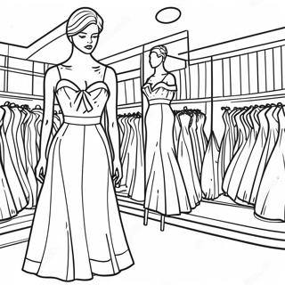 Fashion Mannequin with Dress Coloring Page | Mannequin coloring page