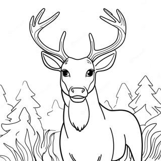 Majestic Buck Deer with Antlers Coloring Page | Buck Realistic Deer coloring page