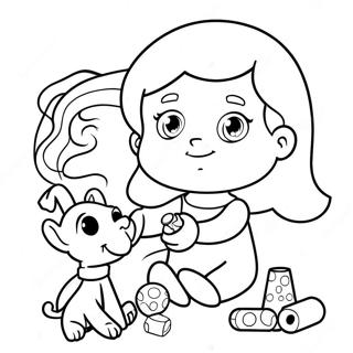 Big Sister Playing with Toys Coloring Page | Big Sister coloring page