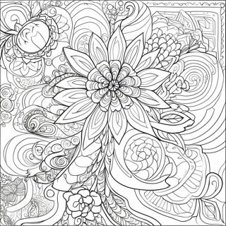 Intricate Flower Hard Coloring Page | Flower Hard coloring page