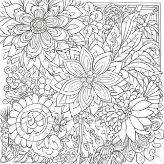 Detailed Floral Patterns Coloring Page | Flower Hard coloring page