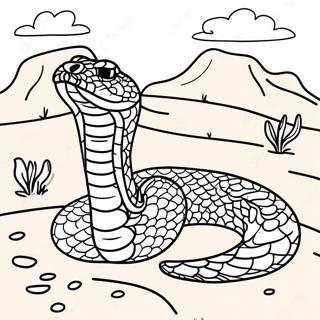 Realistic Rattlesnake in Desert Coloring Page | Rattlesnake coloring page