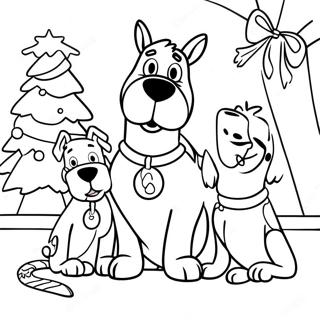 Scooby Doo Festive Scene Coloring Page | Scooby Doo Christmas coloring page