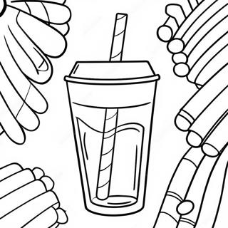 Colorful Stanley Tumbler with Straws Coloring Page | Stanley Tumbler coloring page