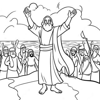 Moses Parting the Red Sea Coloring Page | Moses coloring page