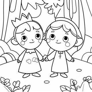 Ben and Holly in the Magical Forest Coloring Page | Ben and Holly coloring page