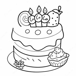 Colorful 6th Birthday Cake Coloring Page | Happy 6th Birthday coloring page