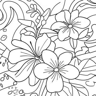 Aloha Tropical Flowers Coloring Page | Aloha coloring page