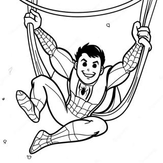 Spider-Man Tom Holland Swinging Coloring Page | Tom Holland coloring page
