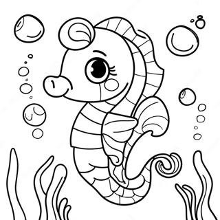 Cute Seahorse Underwater Coloring Page | Seahorse coloring page