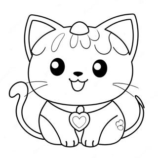 Cute Anime Cat Coloring Page | Anime Animals coloring page