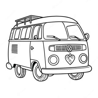 60s Hippie Van Coloring Page | 60s coloring page