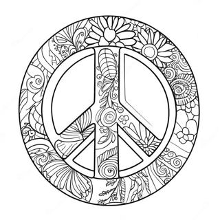 60s Peace Sign Coloring Page | 60s coloring page