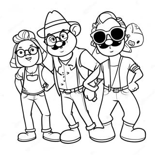 Hipster Disney-karaktärer färgläggningssida | Hipster Disney för vuxna målarbild