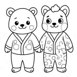 Cute Pajama Animals Coloring Page | Pajama coloring page