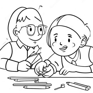 Diverse Friends Working Together Coloring Page | Teamwork coloring page