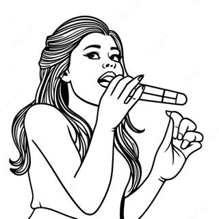 Selena Gomez Singing on Stage Coloring Page | Selena Gomez coloring page