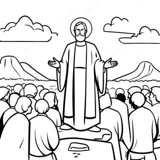 Peaceful Sermon on the Mount Scene Coloring Page | Sermon on the Mount coloring page