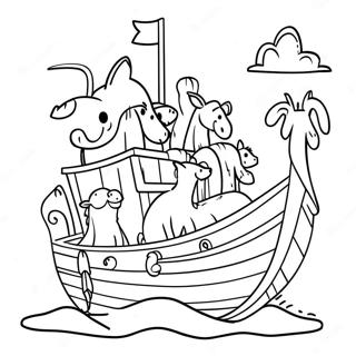 Colorful Animals on Noah's Ark Coloring Page | Noah's Ark coloring page