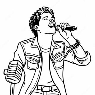 Bruno Mars Singing on Stage Coloring Page | Bruno Mars coloring page
