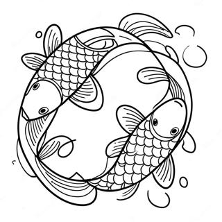 Koi Fish Swimming in a Pond Coloring Page | Koi Fish coloring page