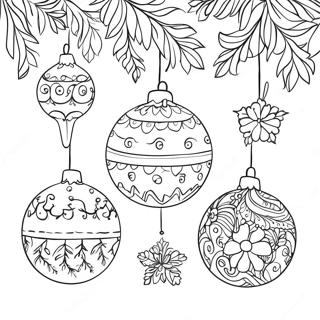 Charming Aesthetic Christmas Ornaments Coloring Page | Aesthetic Christmas coloring page