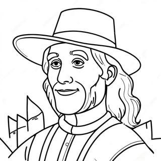 Easy Pilgrim Coloring Page | Easy Pilgrim coloring page