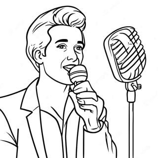 Famous Singer with Microphone Coloring Page | Music Artist coloring page