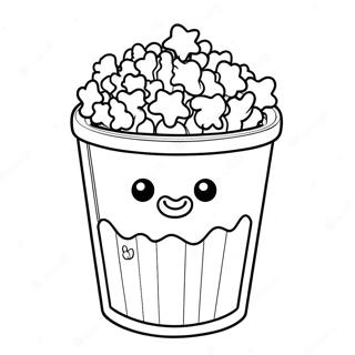 Cute Popcorn Bucket Coloring Page | Popcorn coloring page
