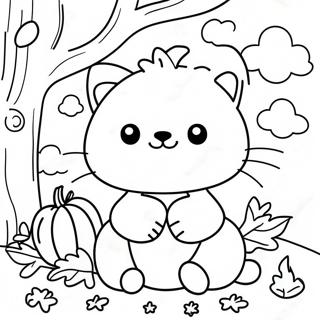 Cute Autumn Animals Coloring Page | Kids Fall coloring page