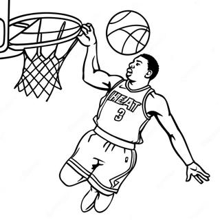Miami Heat Player Dunking Coloring Page | Miami Heat coloring page
