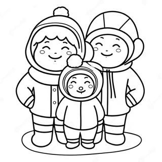 Cute Eskimo Family Coloring Page | Eskimos coloring page