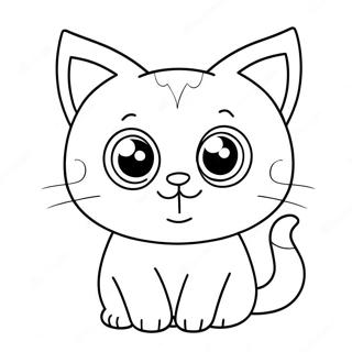 Cute Kawaii Cat with Big Eyes Coloring Page | Kawaii Cats coloring page