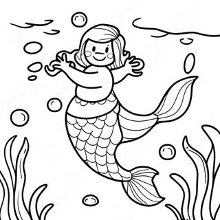 Colorful Merman Underwater Scene Coloring Page | Merman coloring page