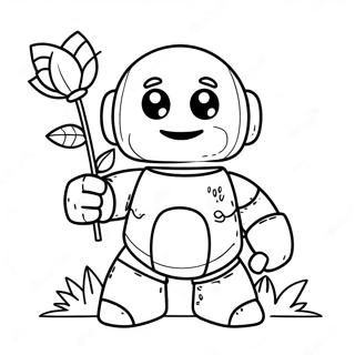 Cute Iron Golem Holding Flowers Coloring Page | Iron Golem Minecraft coloring page