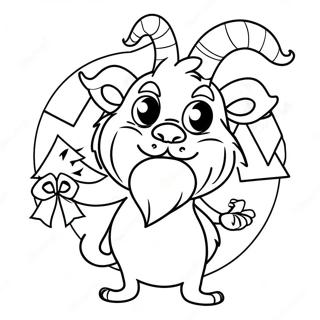 Krampus with Christmas Tree Coloring Page | Krampus coloring page