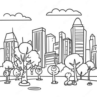 Vibrant Big City Greens Park Scene Coloring Page | Big City Greens coloring page