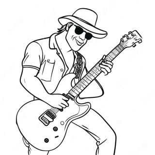 Cool Rockstar with Electric Guitar Coloring Page | Rockstar coloring page
