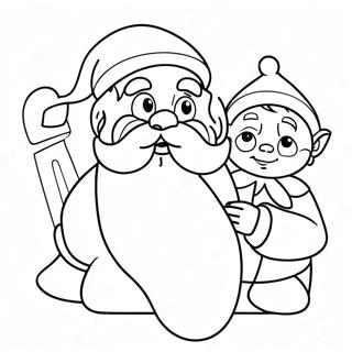 Santa and Elf Coloring Page | Santa and Elf coloring page
