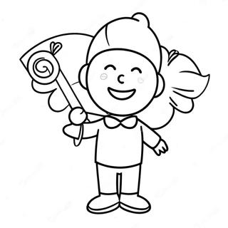 Cheerful Fan Holding a Banner Coloring Page | Fan coloring page