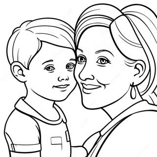 Mom and Son Coloring Page | Mom and Son coloring page