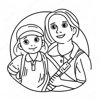 Adventurous Mom and Son Coloring Page | Mom and Son coloring page