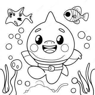 Pinkfong and Friends Underwater Adventure Coloring Page | Pinkfong coloring page