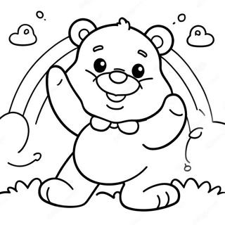 Cheerful Care Bear with Rainbow Coloring Page | 1980's Care Bears coloring page