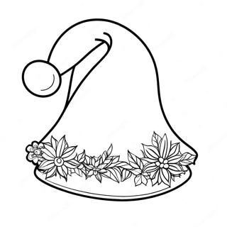 Festive Santa Hat Coloring Page | Christmas Hat coloring page