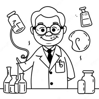 Funny Scientist in Lab Coat Coloring Page | Science Lab coloring page
