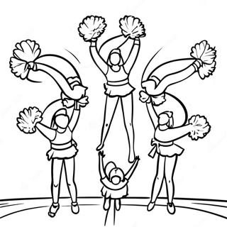 Cheerleading Squad Performing Stunts Coloring Page | All Star Cheer coloring page